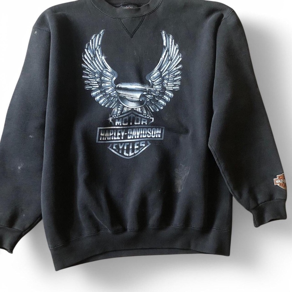 Harley-Davidson Black Crewneck Sweater with Silver Logo